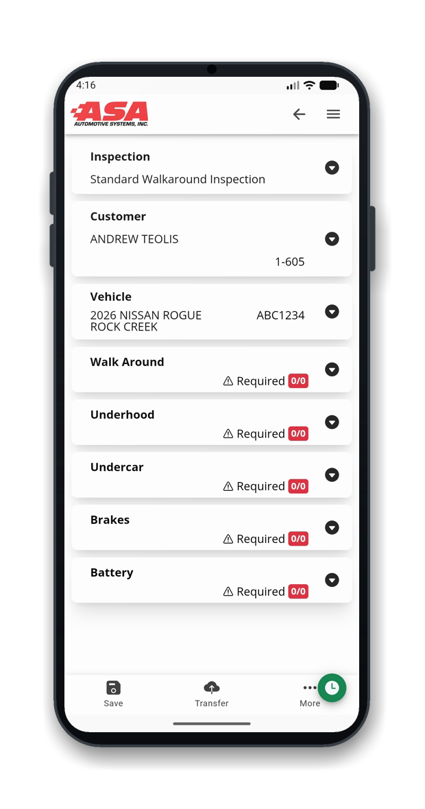 OMNI DVI mobile app: inspection overview