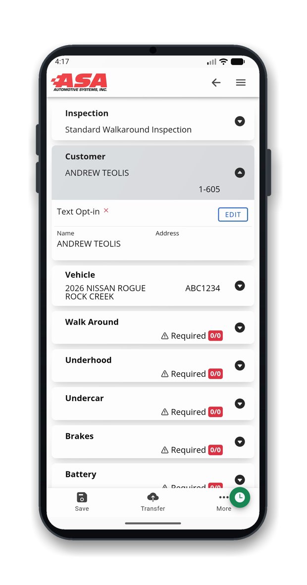 OMNI DVI mobile app: customer details